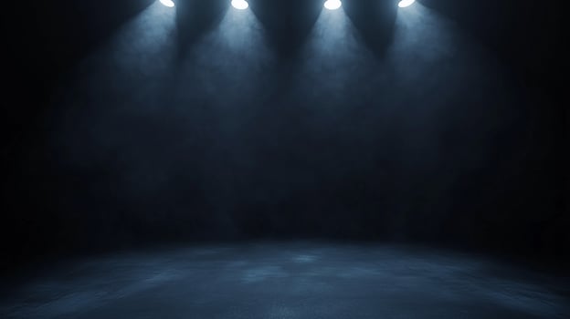 Spotlight white light lamp on the dark empty room cement grunge background photo
