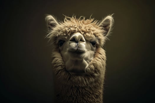 A close up of an alpaco with its head turned to the side photo