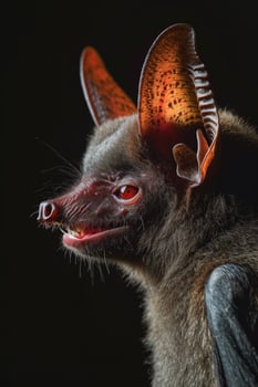 A bat with big ears and big eyes photo