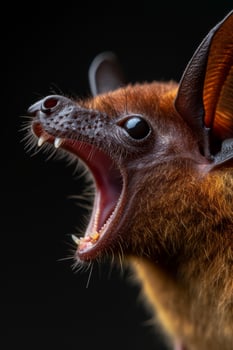 A bat with its mouth open and its teeth showing photo