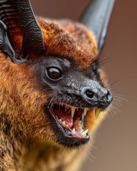 A close up of a bat with its mouth open photo