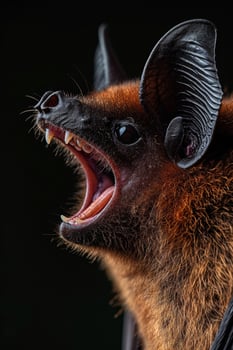 A bat with its mouth open and its teeth showing photo