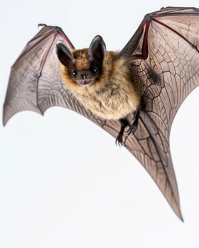 A bat with large wings and a long tail photo