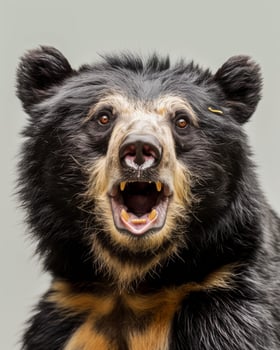 A black bear with its mouth open photo