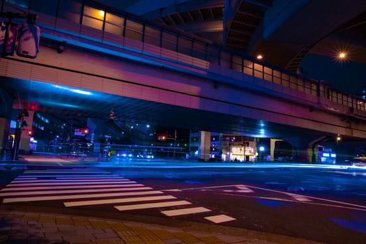 A night city street in Tokyo wide shot photo