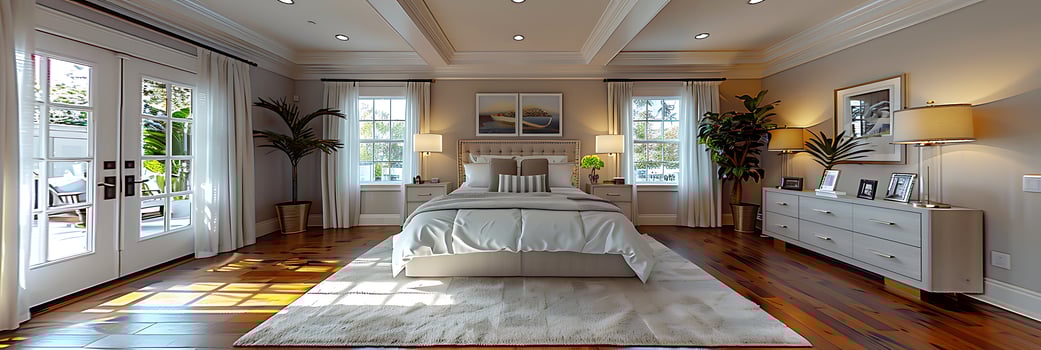 Virtual Reality Bedroom Visualization Mockup Produce AIgenerated mockup showcasing virtual reality bedroom design Capture ambiance of relaxation comfort tasteful decor adjustable lighting personalized photo