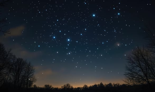 Dark night sky with bright shiny stars and constellations photo
