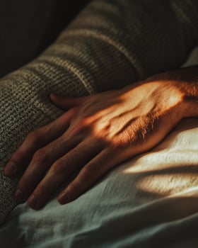 Close-up portrait of male hands photo