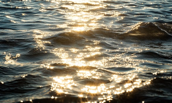 Close-up of small waves in a lake, sunlight sparkling on the water photo