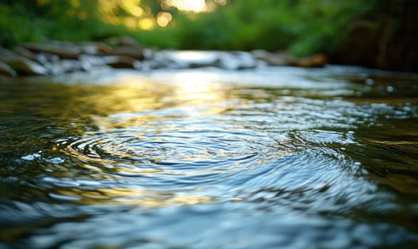 Slow-moving river with small ripples photo