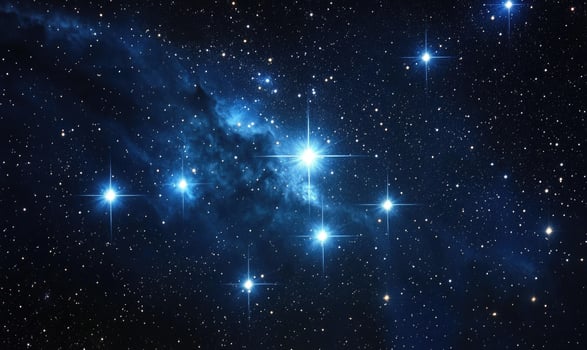 A starry night sky with a long line of stars photo