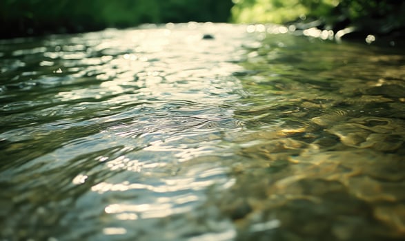 Slow-moving river with small ripples photo