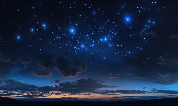 A starry night sky with a long line of stars photo