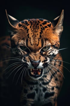 An angry cat with its mouth open photo