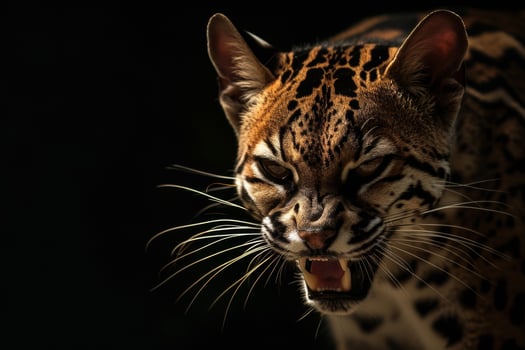 A close up of a cat with its mouth open photo