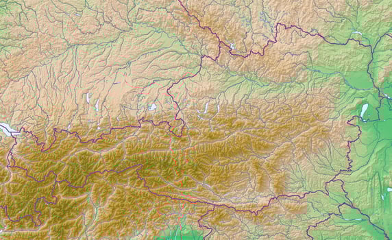 Blank physical topographic map of Austria photo