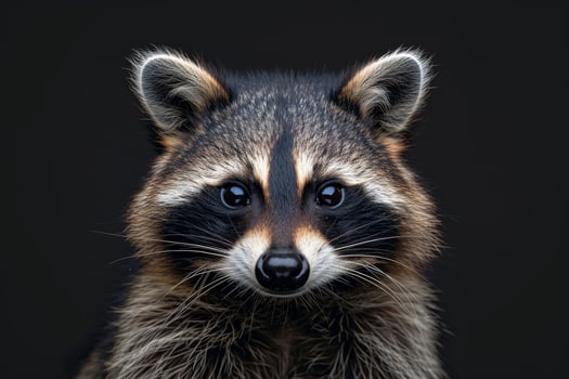 A raccoon with blue eyes looking at the camera photo