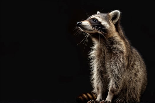 A raccoon is looking up at something photo