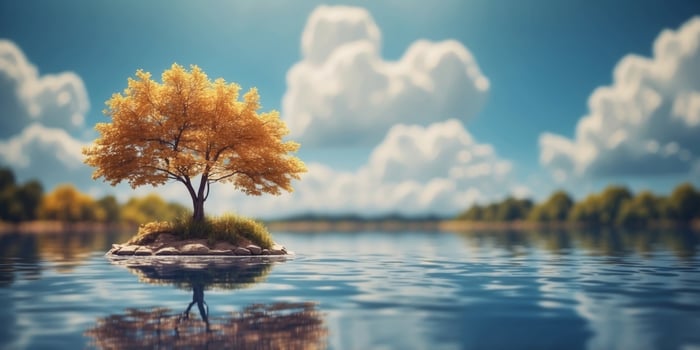 Beautiful landscape with water and clouds. photo