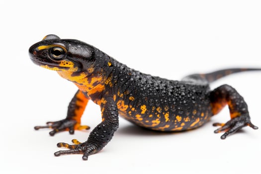 A black and orange lizard with yellow spots photo