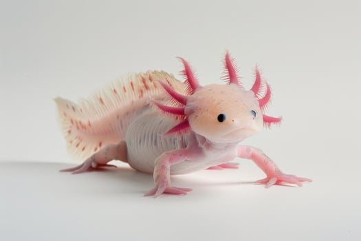 A small axolotl with pink hair and a pink tail photo