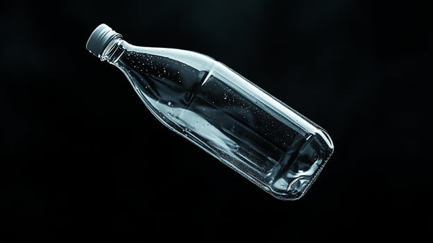 A bottle with water in it is floating in the air photo