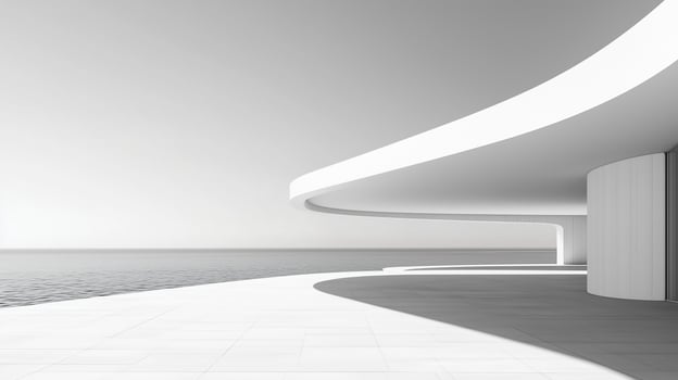 White modern contemporary architecture minimalist geometric construction building with sky photo