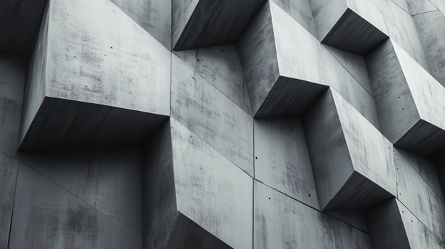 Grey cement wall geometric modern texture concrete architecture with shadow light photo