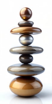 Pyramid of balls and pebbles. Balance and balance. photo