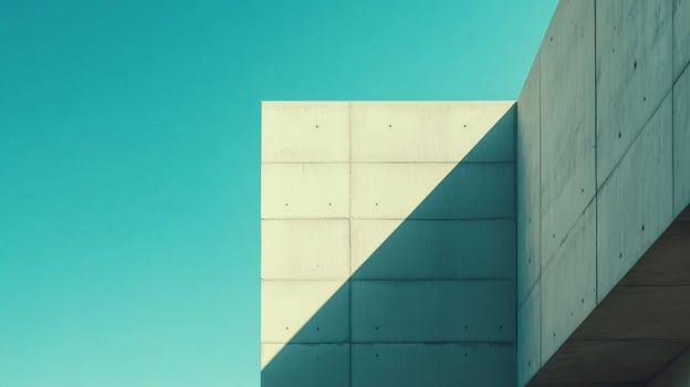Shading concrete house building corner with blue sky photo