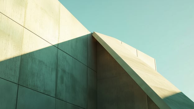 Shading concrete house building corner with blue sky photo