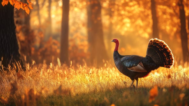Turkey in the autumn forest photo