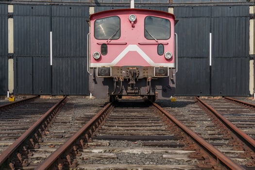 A train is on the tracks photo
