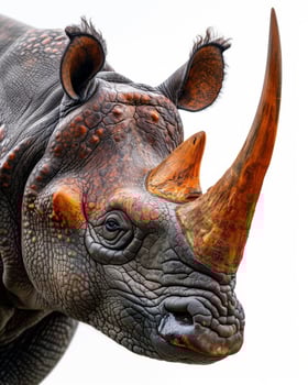 A rhinoceros with a long horn on its head photo
