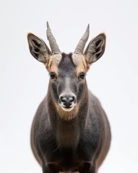 A close up of a deer with horns photo