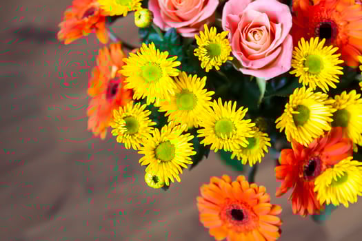 Bouquet of beautiful bright flowers. Floral composition. photo