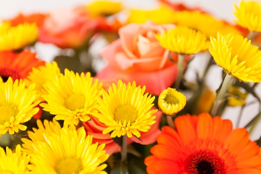 Bouquet of beautiful bright flowers. Floral composition. photo