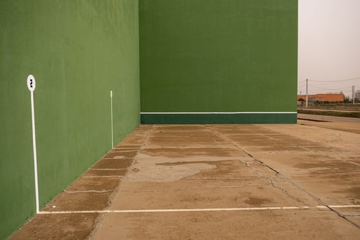green covered fronton court for playing hand Pelota, Spain, sports concept photo