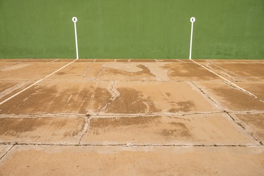green covered fronton court for playing hand Pelota, Spain photo