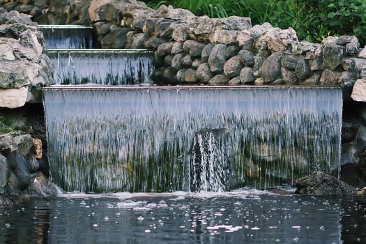Flowing water on Bastion hill in Riga, Latvia, East Europe photo