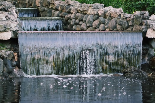 Flowing water on Bastion hill in Riga, Latvia, East Europe photo