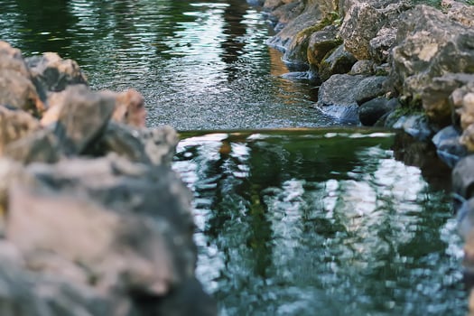 Flowing water on Bastion hill in Riga, Latvia, East Europe photo