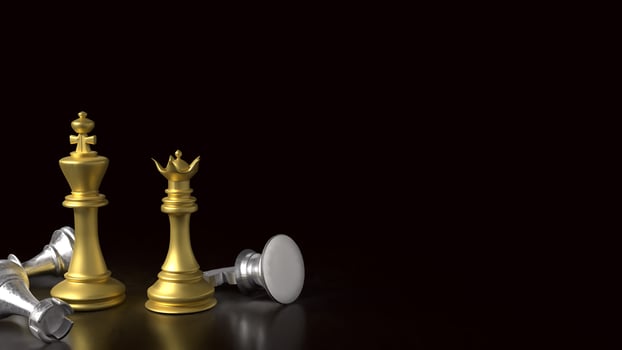 The chess on black background for Business concept 3d rendering. photo
