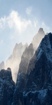 A mountain range with snow on it photo
