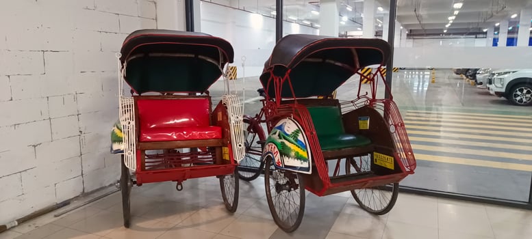 Indonesia Clean and colorful antique pedicabs photo