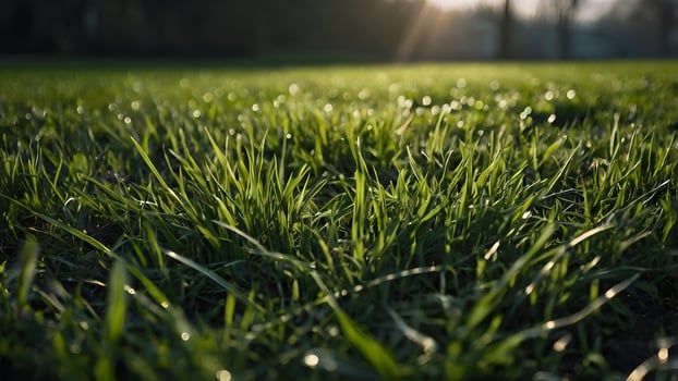 Lush Green Grass Close Up Under Sunlight photo