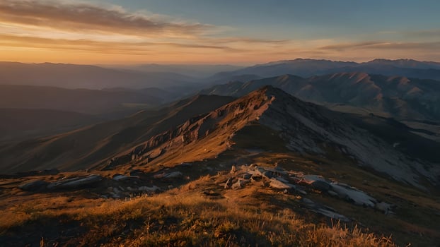Majestic Sunset Over a Mountain Range photo