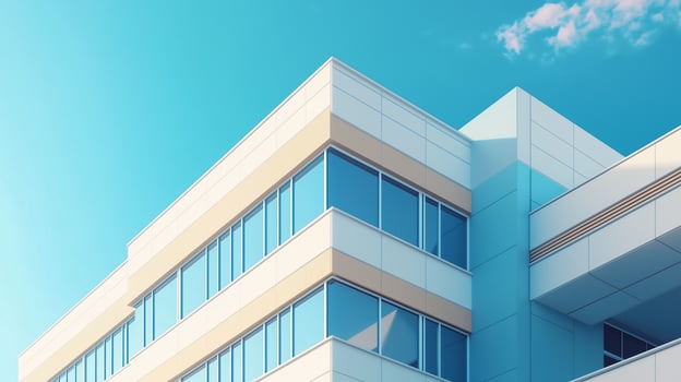 School building blue color for kids student learning and blue sky photo