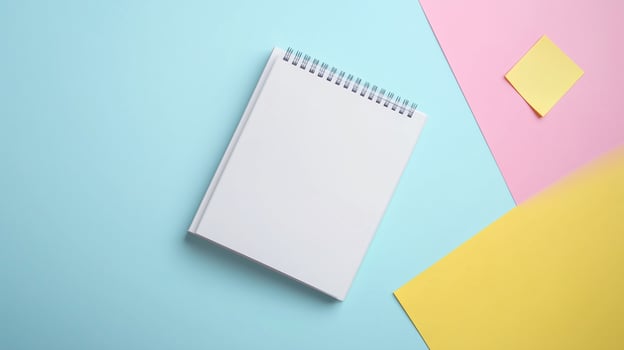 Blank white book open for texting message information top of view copy space background photo