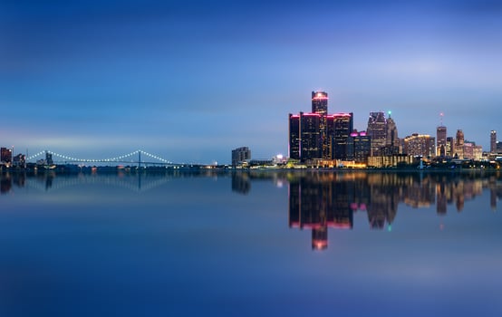 DETROIT SKYLINE by night and lights photo